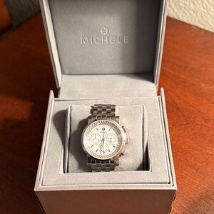 Michele Silver Women's Watch with Diamond Accents